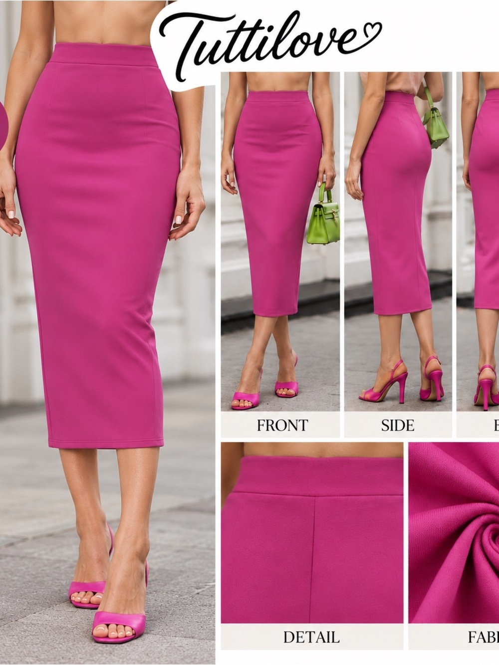 Fuchsia Midi Pencil Skirt